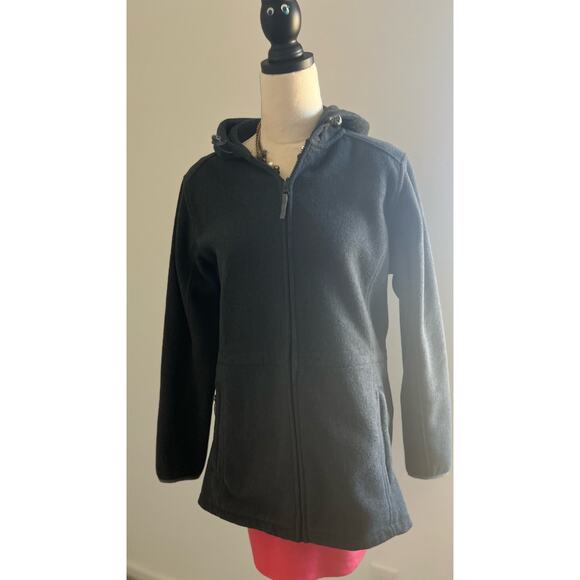 Land’s End Women's Dark Gray Hooded Sherpa Fleece Full Zip Jacket Medium 10-12 - Picture 5 of 11